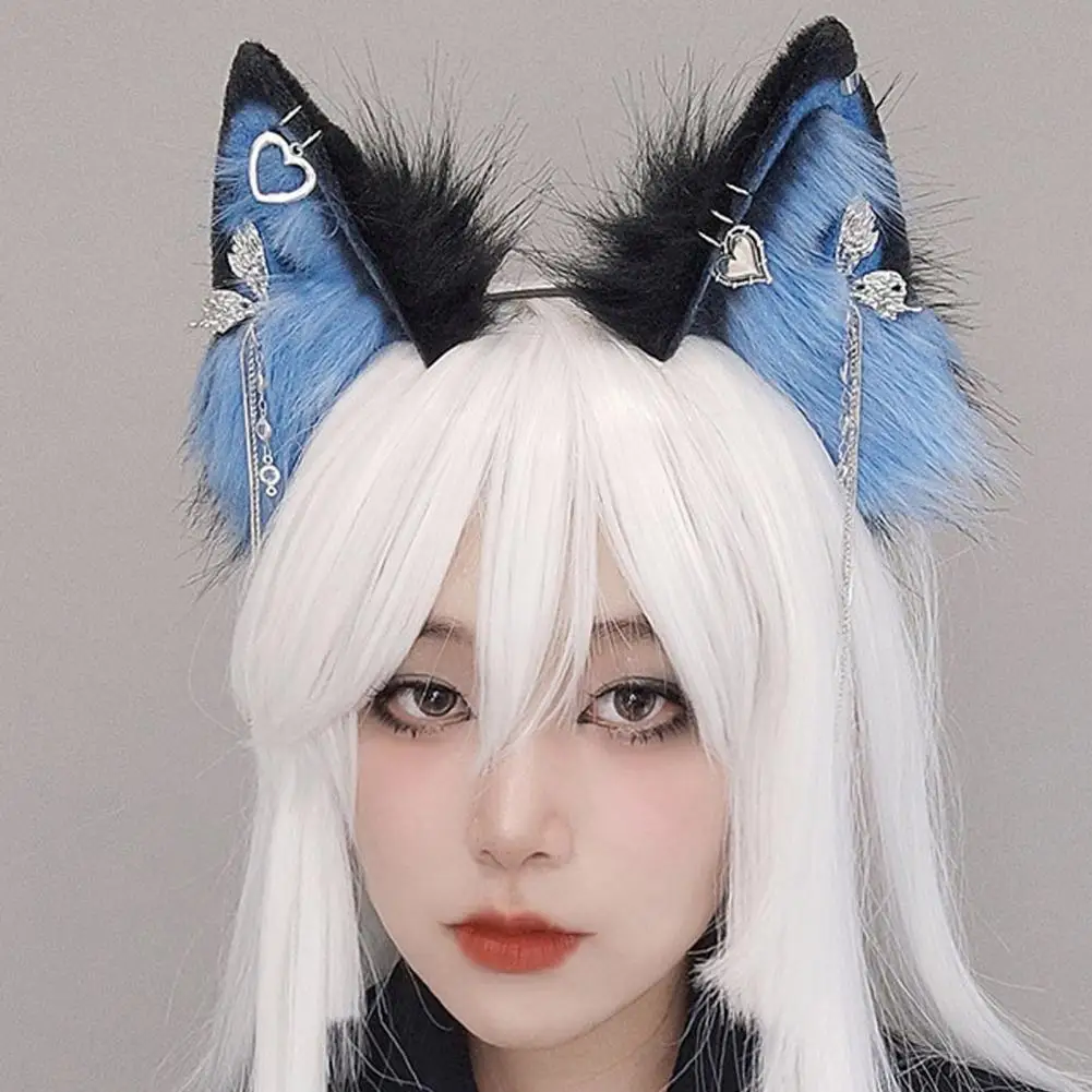 Plush Cat Ear Decor Cosplay Headband Metal Tassel Pendant Handmade Hair Hoop Anime Lovers Bendable Wire Party Accessories 롤플레잉 귀