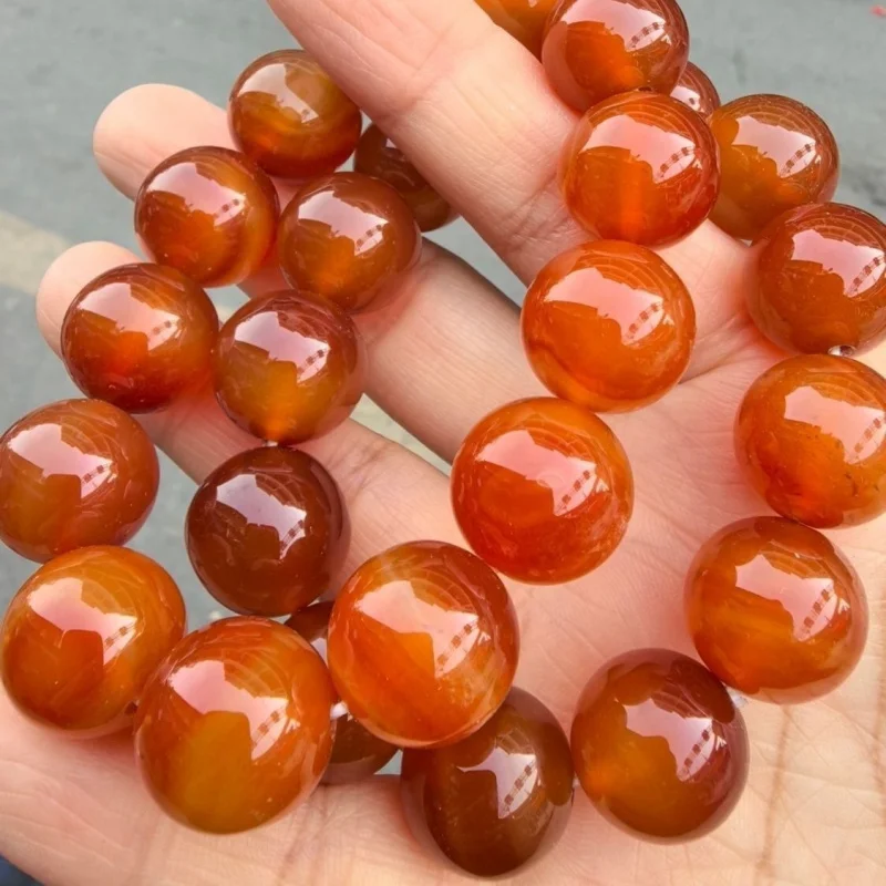 

Красный круглый браслет из бусин, агат в форме бусины, унисекс, 14 мм, ручной работы.