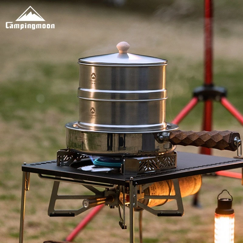 

CAMPINGMOON S363 средний двухслойный комплект нижней опоры для пароварки из нержавеющей стали, портативная пароварка для дома и кемпинга