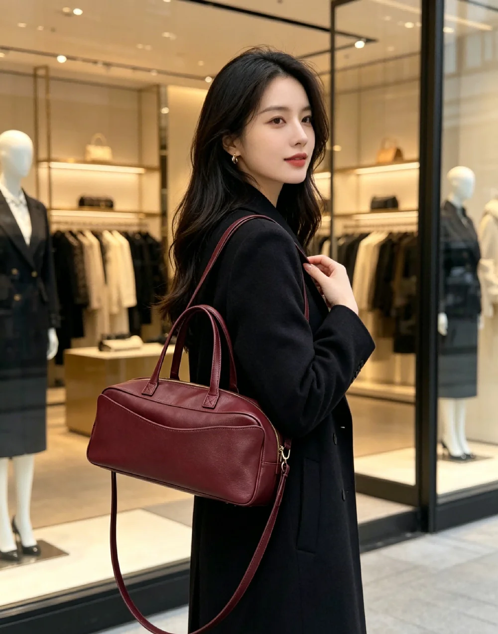 

Luxury Burgundy Soft Leather Tote Bag for Women Large Capacity Shoulder Purse for Work Travel and Casual Errands