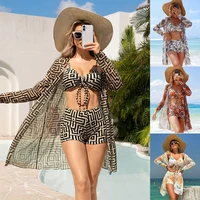 3/2 Pcs/Set Bikini Set Sexy Bikinis Bathing Suit Solid Color Halter Neck Strap Thong Women Swimsuit Set for Beach Swimwear - Image 5
