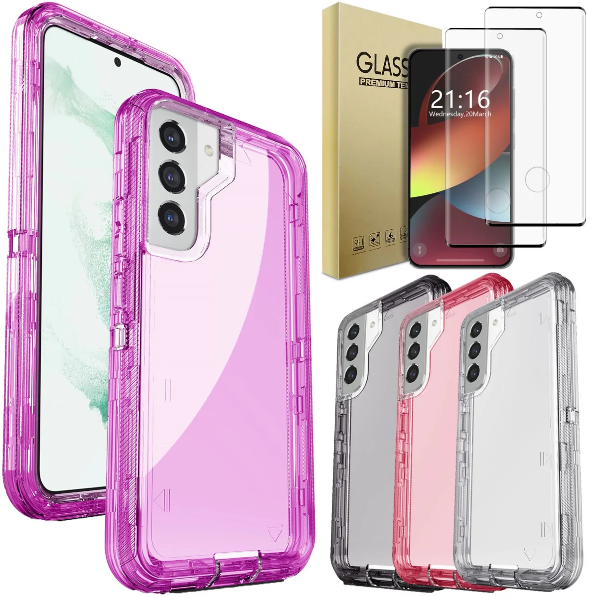 

Для Samsung Galaxy S22 S22 Plus S22 ультракристально чистый чехол для телефона противоударный чехол и 2 шт. защитные пленки из закаленного стекла