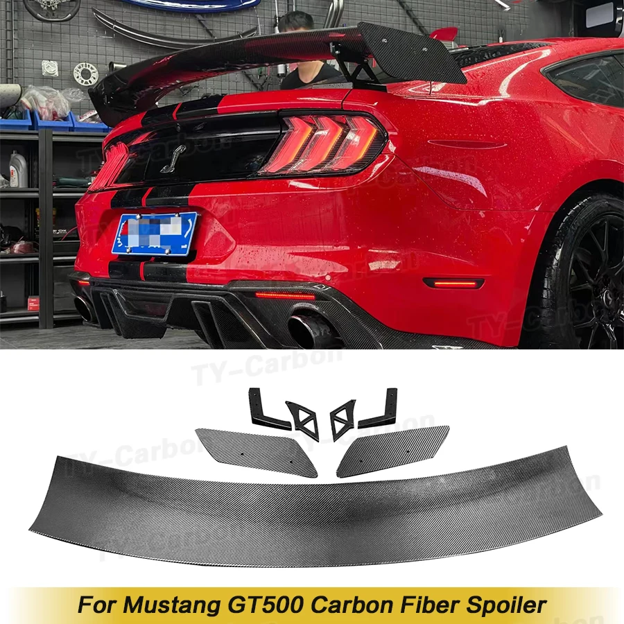 

Спойлер из углеродного волокна для Ford Mustang FRP Неокрашенный задний спойлер на крышу Крыло багажника автомобиля GT500 Стайлинг 2015-2021
