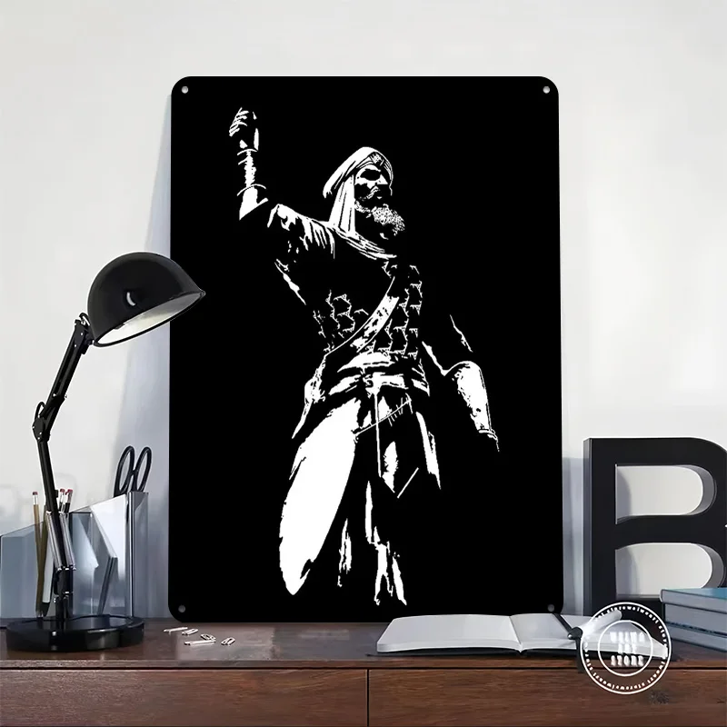 Warrior in Traditional Attire 3D Texture Metal Poster Customized Wall Art Tin Sign Gift for Mancave Bedroom Decoration Room Home