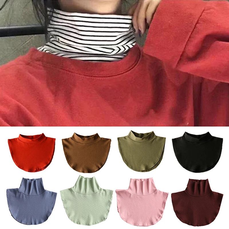 

Women Men Soft Modal Turtleneck Fake Collar Islamic Hijab Extensions Neck Cover Half Top Sweater Blouse Detachable Collar