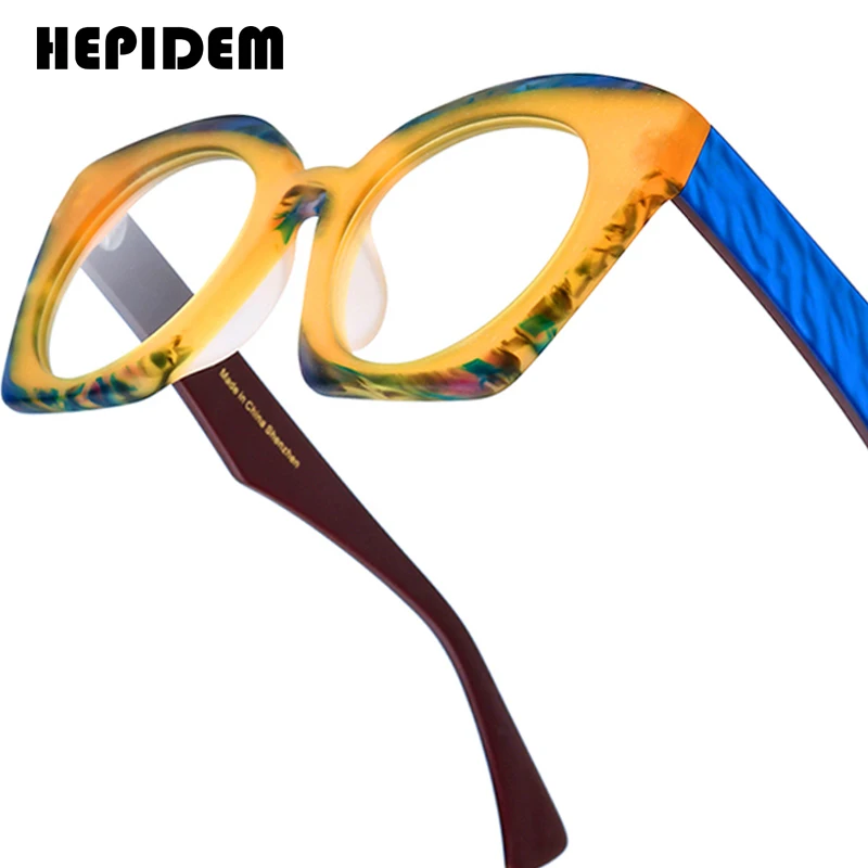 

HEPIDEM Acetate Glasses Frame Women Luxury Brand Designer Big Oversize Cat Eye Eyeglass Japan Handmade Thick Cateye Eyewear 9388