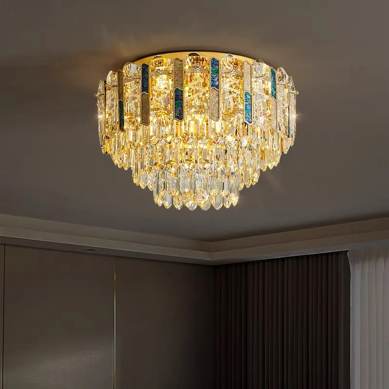 Cristal Lampara Gold Crystal Ceiling Light Luxury Lamparas Lustre Luxe for Living Room Bedroom