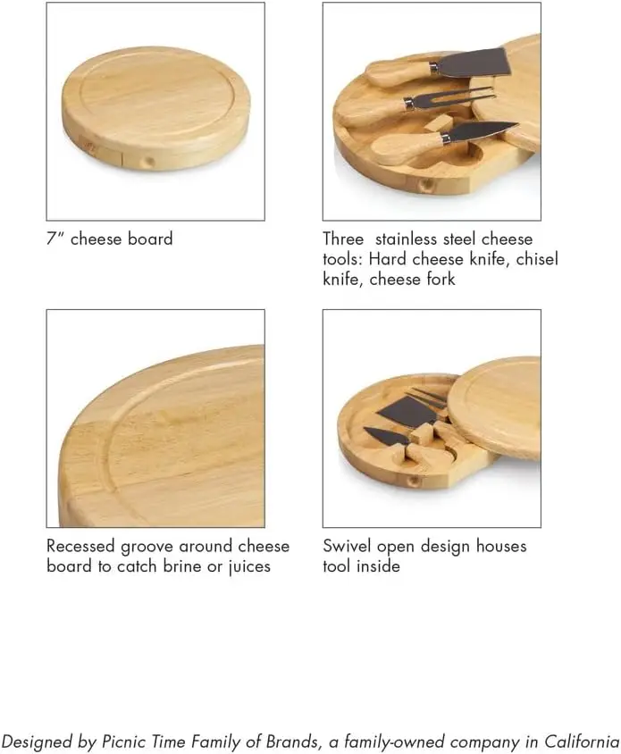 Tábua de queijo de madeira com tema NFL e conjunto de facas – perfeita para charcutaria e corte