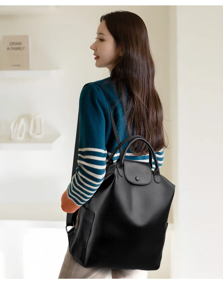 

New Fashion Genuine Leather Women Backpacks Luxury Brand Female Real Natural Leather Ladies Girl Student Casual Backpack