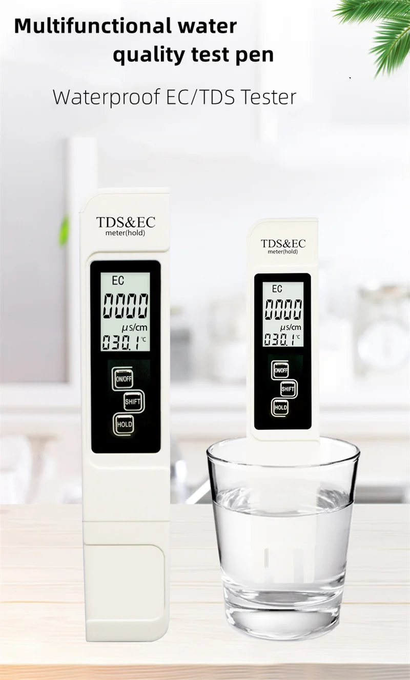 Professioneller 3-in-1 Tester Wassermessgerät TDS EC Temperaturmessgerät Digitaler LCD-Wassertester Stift Reinheitsfilter Wasserqualität – Detail 13