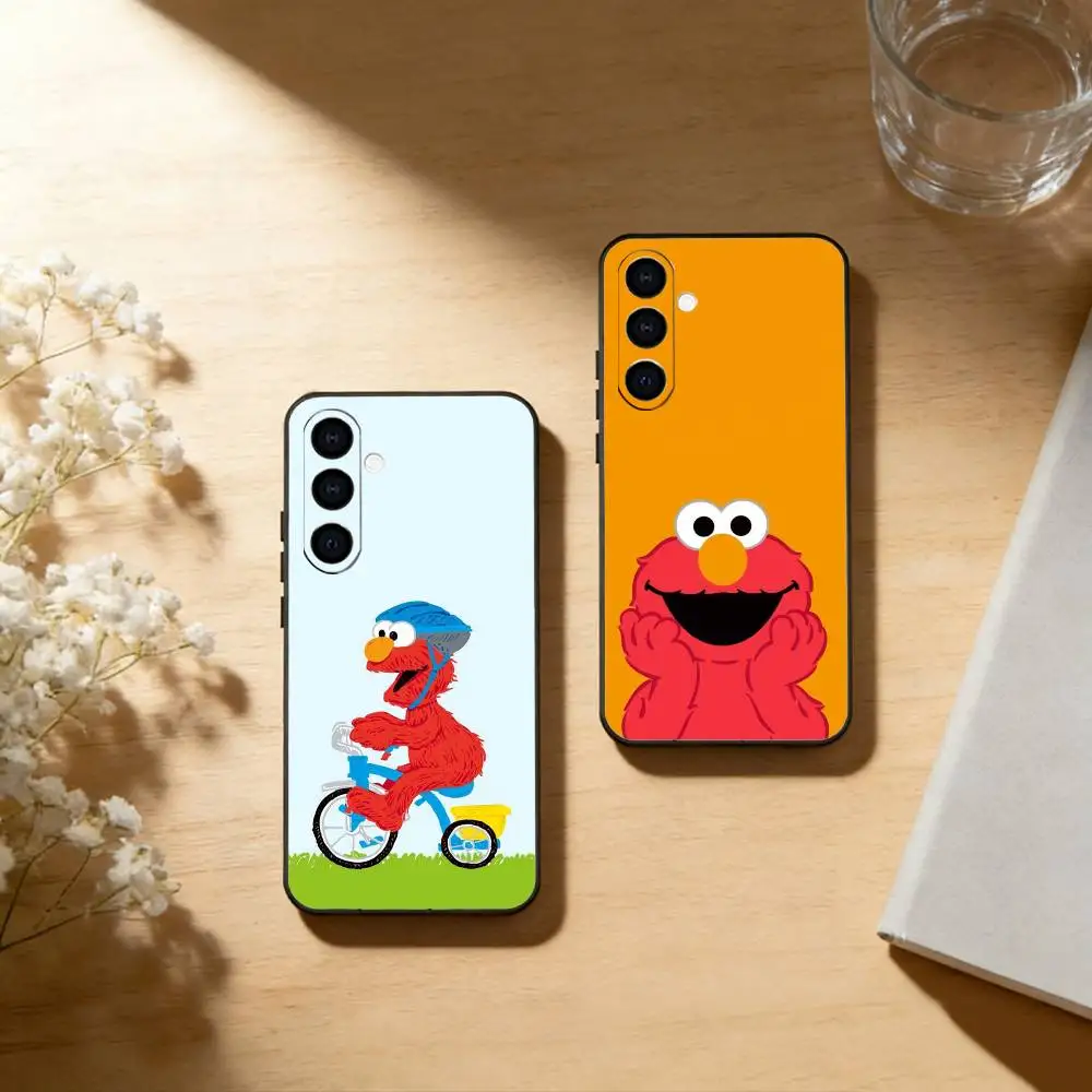 Cute Sesames Streets Elmos Phone Case For Samsung Galaxy A73,A72,A71,A70,A53,A52,A51,Soft Silicone Black Cover