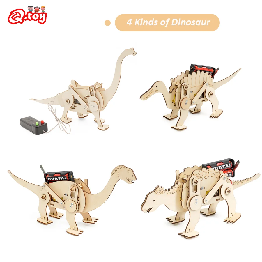DIY Mechanical Dinosaur STEM Toys Technologia Science Experimental Tool Kit Learning Educational Wooden Puzzle Games for Kids