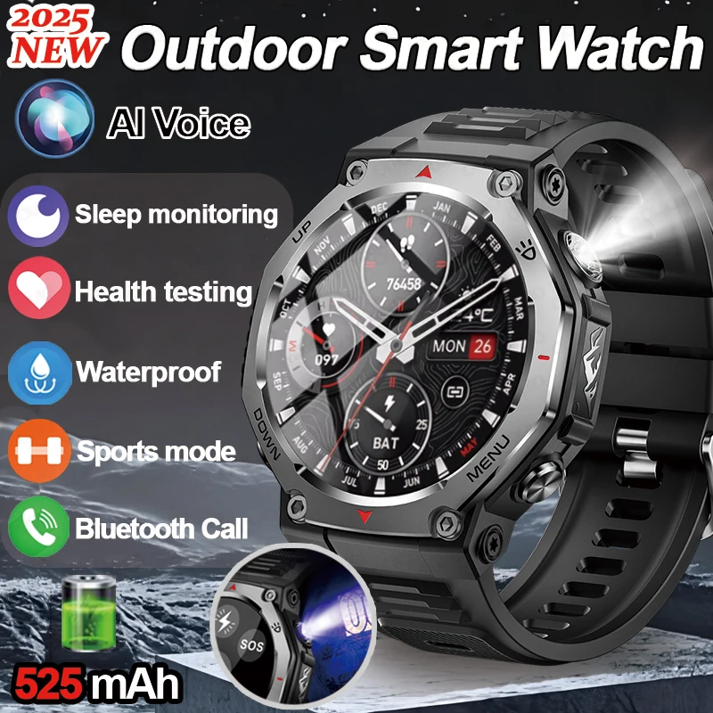 

Новые умные часы T-Rex 3 Ultra Outdoor с фонариком/УФ-светом, водонепроницаемые, Al Voice, 525 мАч, Bluetooth-вызов, спортивные мужские умные часы