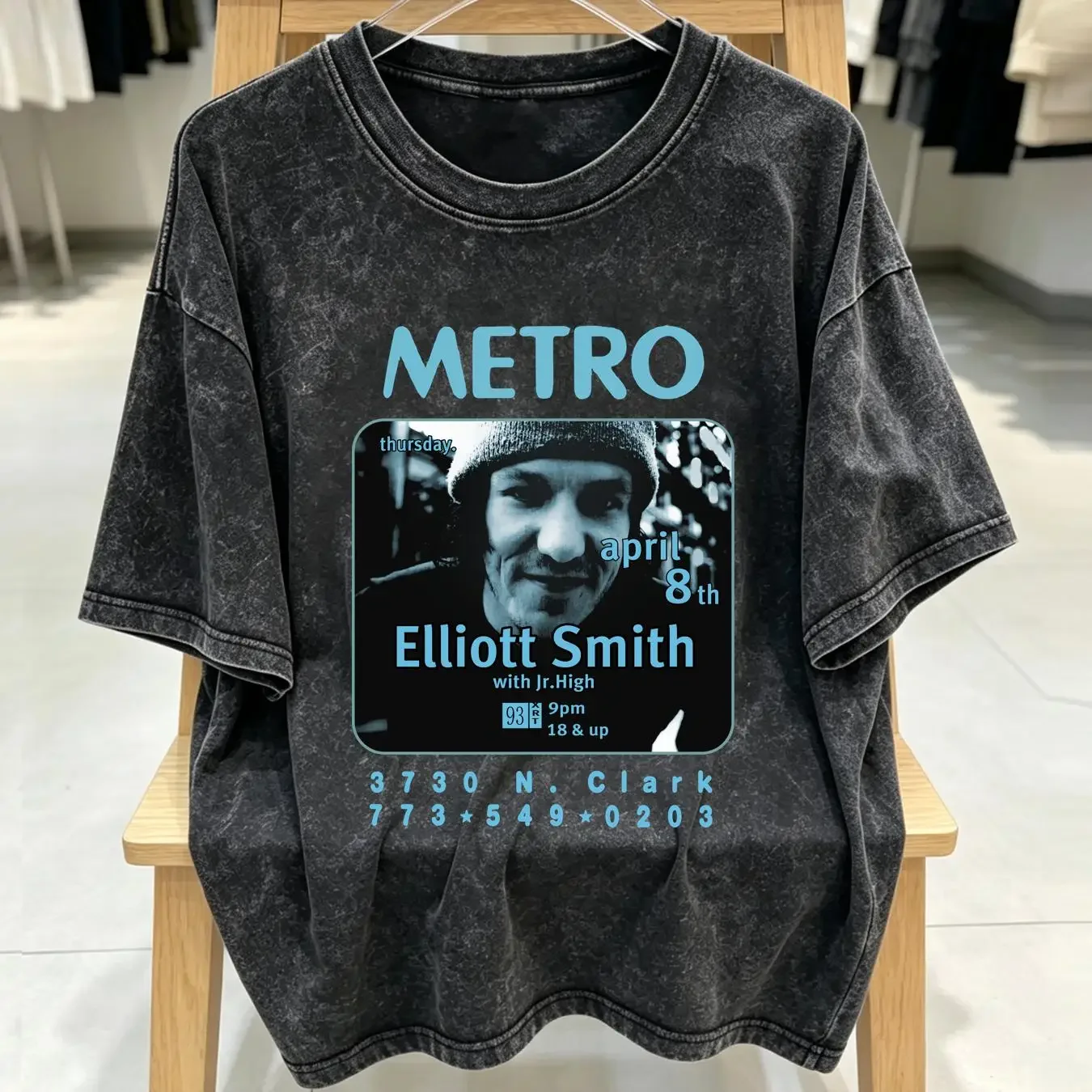 washed T Shirt Elliott Smith with Jr High Tour Concert All Size long or short sleeves vintage Washed Soft Breathable streetwear