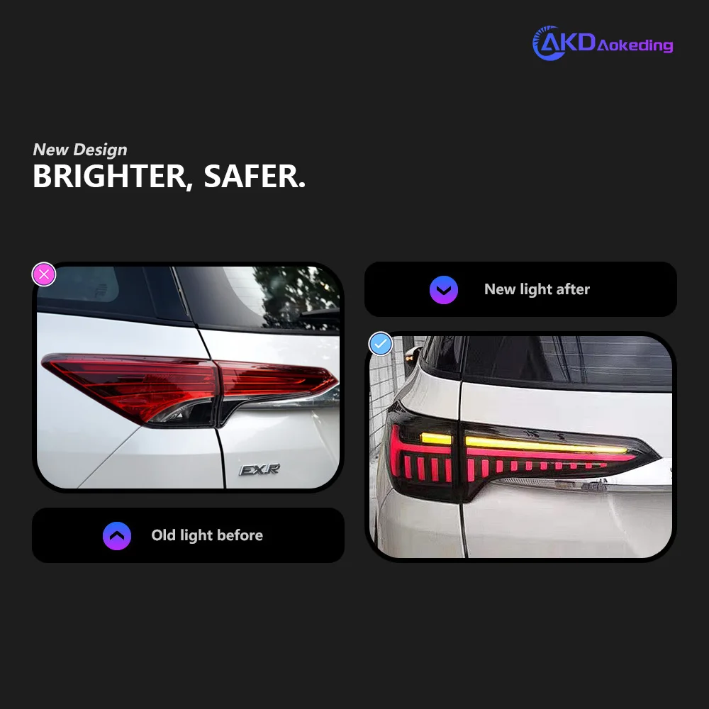 For Toyota Fortuner Tail Lamp 2016-2020 Led Fog Lights DRL Day Running Light Tuning Car Accessories Fortuner  Tail Lights