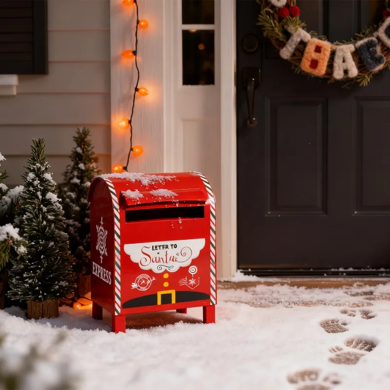 Christmas Decoration Wooden House Mailbox Iron Postbox Bar and Café Shop Entrance Decoration Christmas Decorations