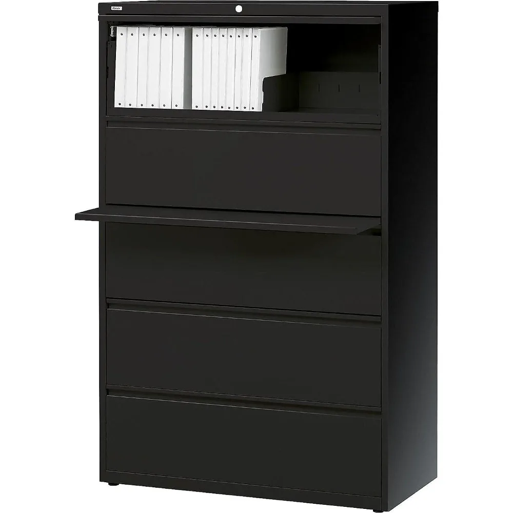 

Black Commercial 5-Drawer Locking Lateral File Cabinet, Letter/Legal Size, 36" Wide, Model HL8000