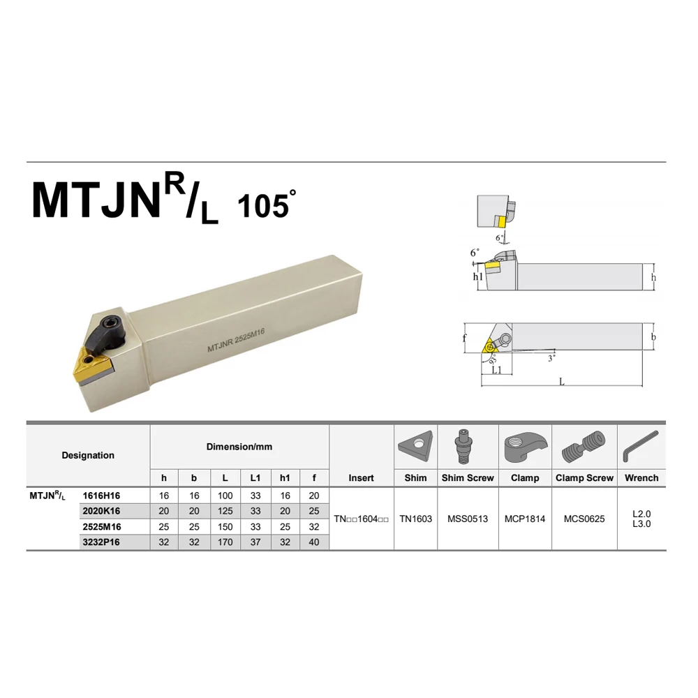 MTJNR1616H16 MTJNR2020K16 MTJNR2525M16 MTJNL2020K16 MTJNL2525M16 MTJNR MTJNL TNMG TNMG160404 TNMG160408ใส่ที่ยึดเครื่องมือ
