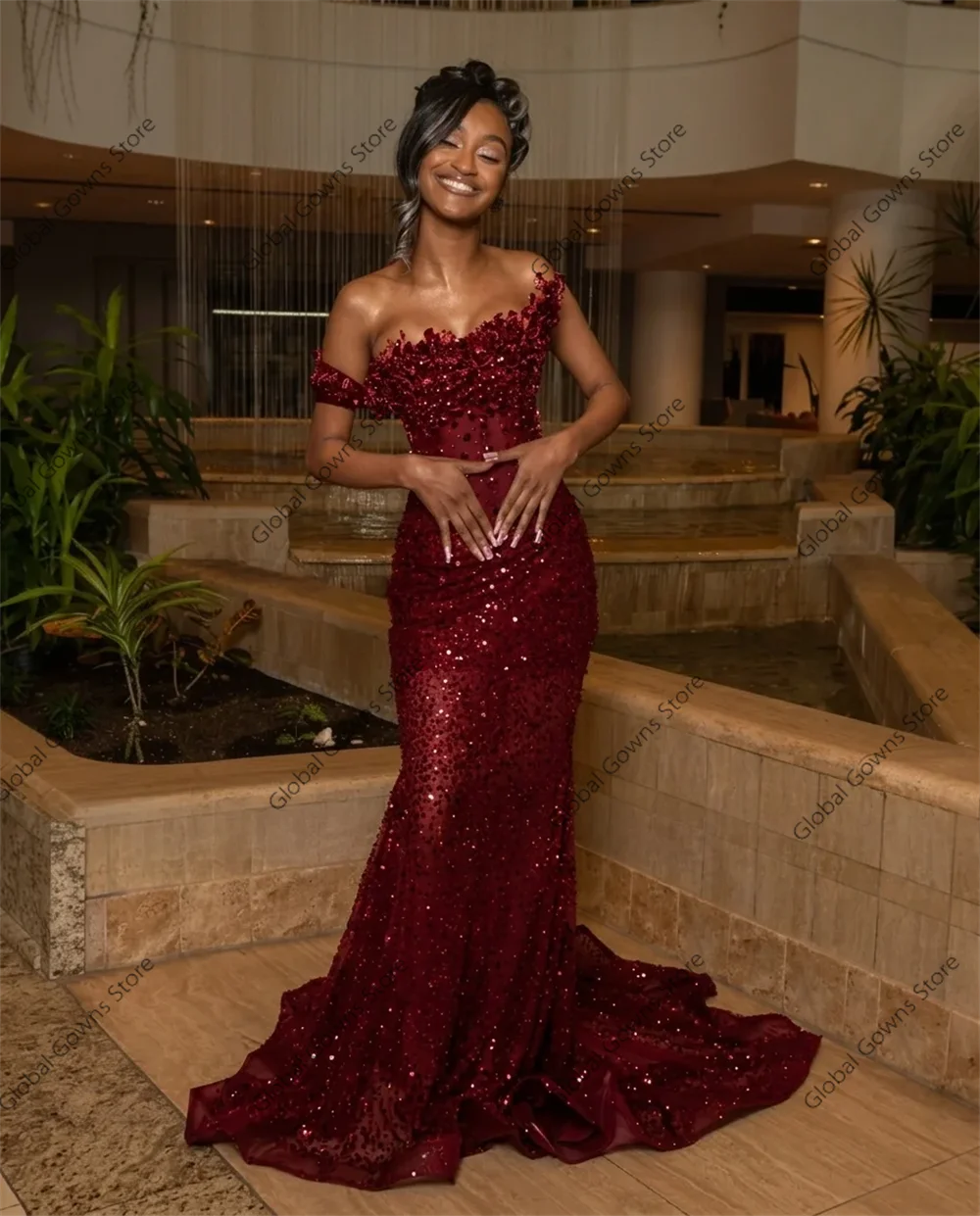 Bespoke Black Prom Dress With Corset 2026 One Shoulder Sequin Crystal Matric Farewell Dresses Mermaid Party Gown Customized image 4