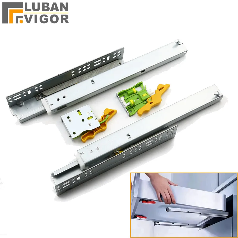 New design 3 sections Bottom mounting hidden Damping slide with Disassembly Device Cabinet drawer buffer track guide Quiet