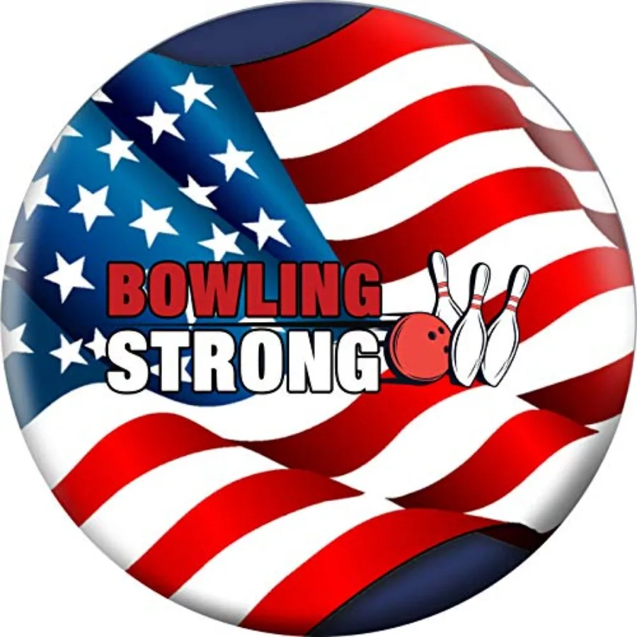 

Bowling Strong USA Flag Bowling Ball for competitive play, reactive resin coverstock, red-white-blue color scheme, enhanced hoo