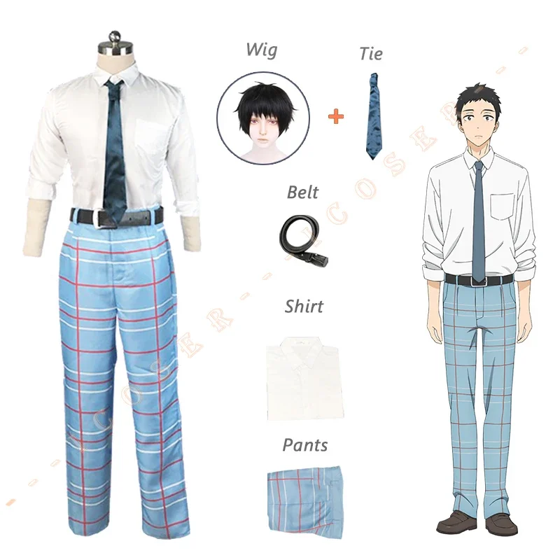 Gojo Wakana Cosplay Costume Uniform School Blue Samue Wig Anime My Dress-Up Darling Sono Bisque Doll Wa Koi Wo Suru Work Outfit