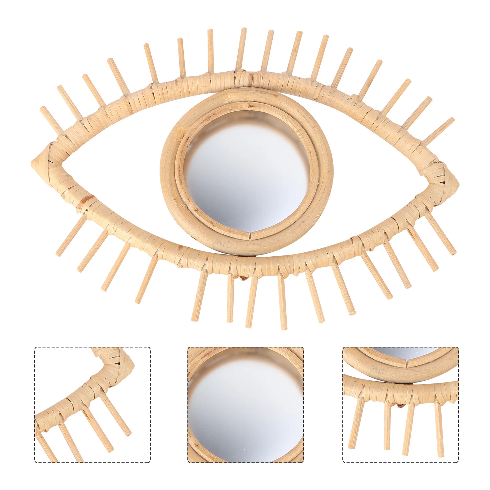 

1Pcs Nordic Style Woven Wall Mirror Compact Decorative Mirror Creative Home Wall Decor Unique Design Home Decor