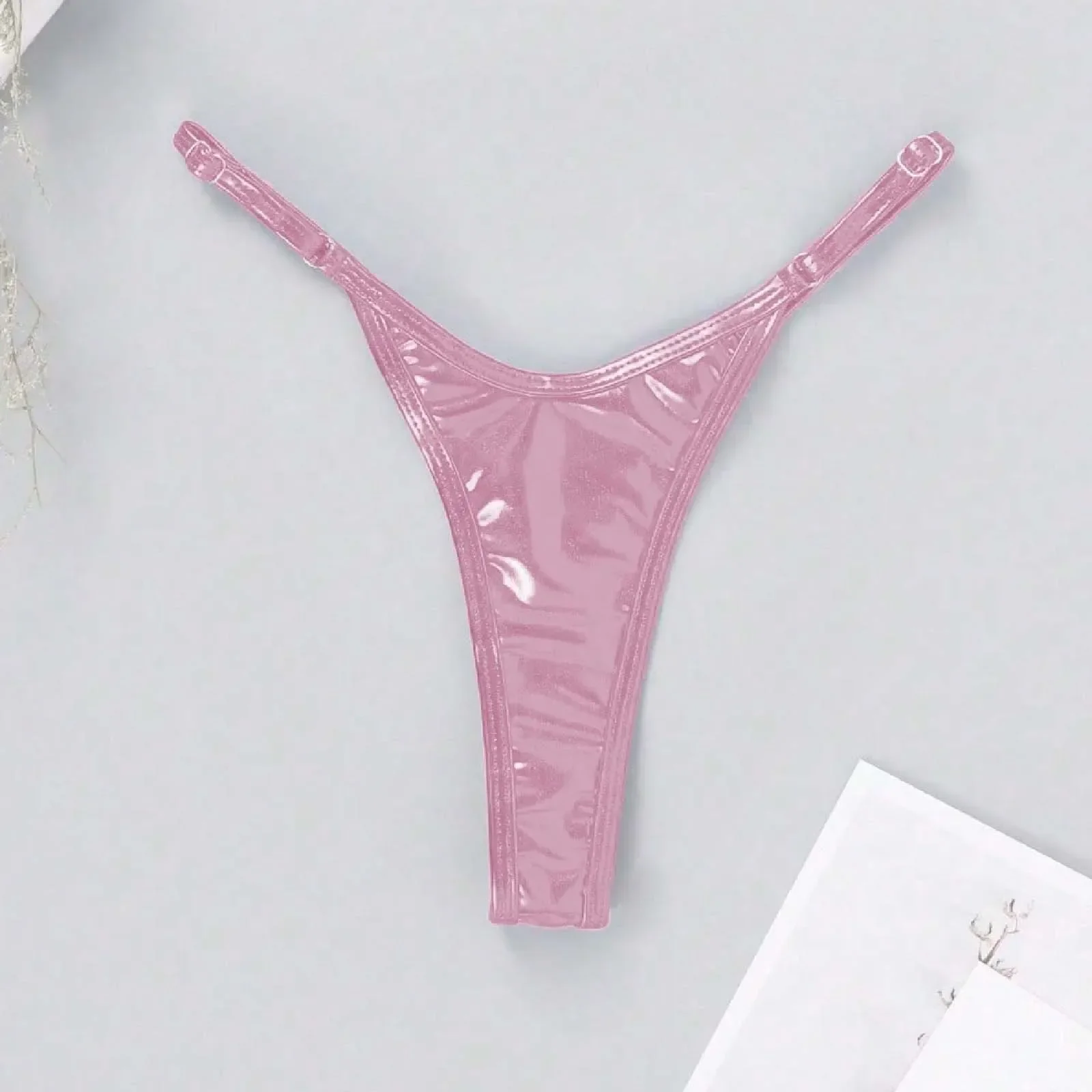 

Women's Triangle Swim Trunks Bikini Sexy Solid Color Silver Line Swim Bottom Micro Swimwear Women'S Thong Micro trajes de baño