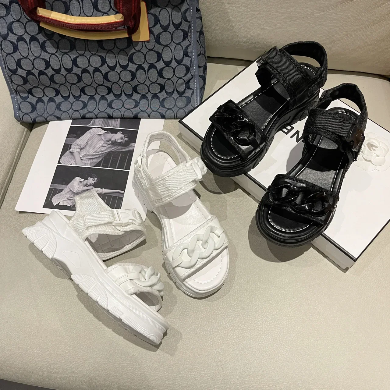 Women Platform Sandals Summer Designers Chunky Wedges Shoes Metal Chain Beach Sandals Woman High Gladiator Sport Sandalias