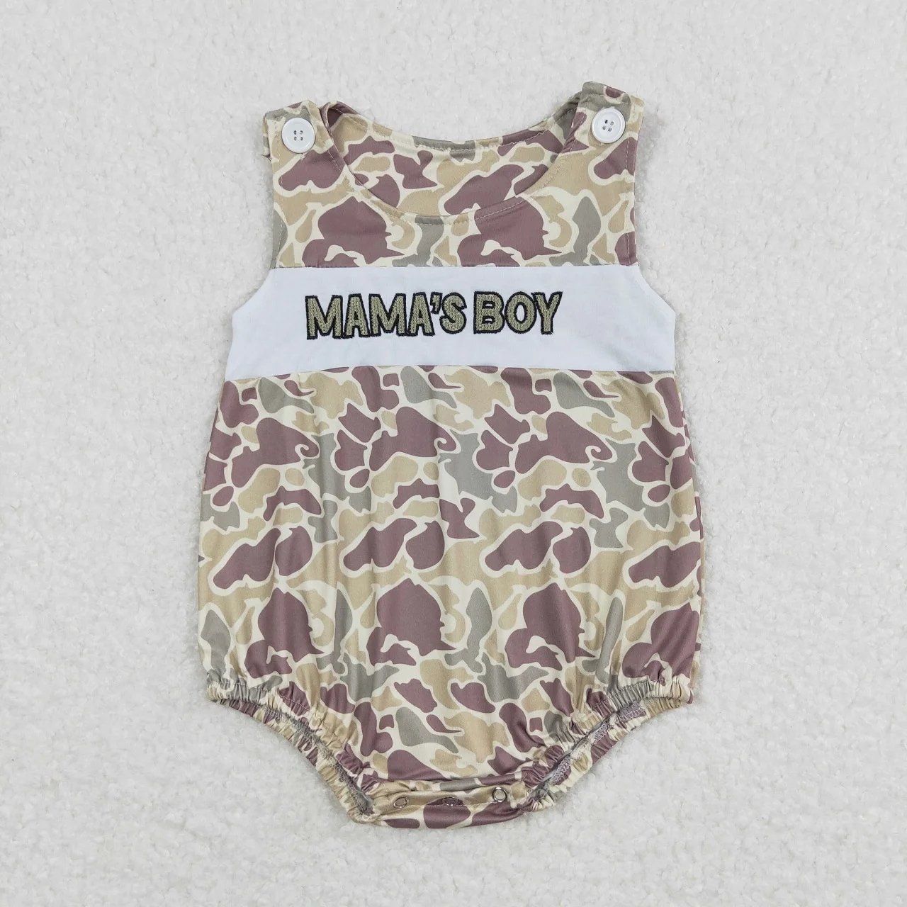 Wholesale Kids Newborn One-piece Coverall Bodysuit Mama\'s Boy Toddler Embroidery Camo Ducks Plaid Romper Jumpsuit Clothing