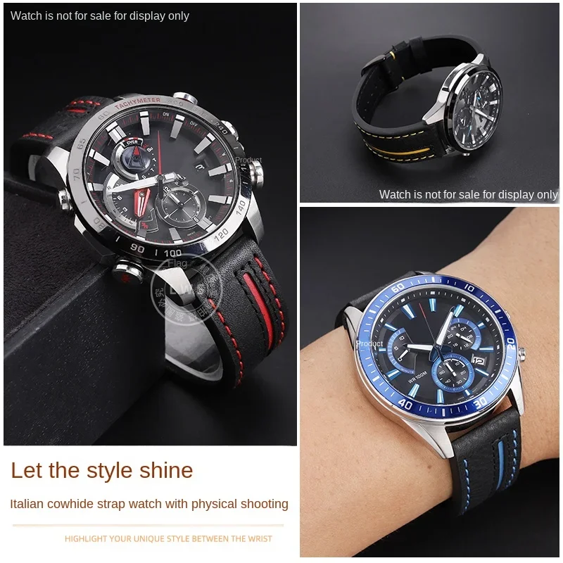 Spliced Leather Strap 22mm for Casio EQB900 EDIFICE EQB-501 500 EFR303 Watch Strap Bracelet EQB-800BL ECB-900 Men's Watchband view 5