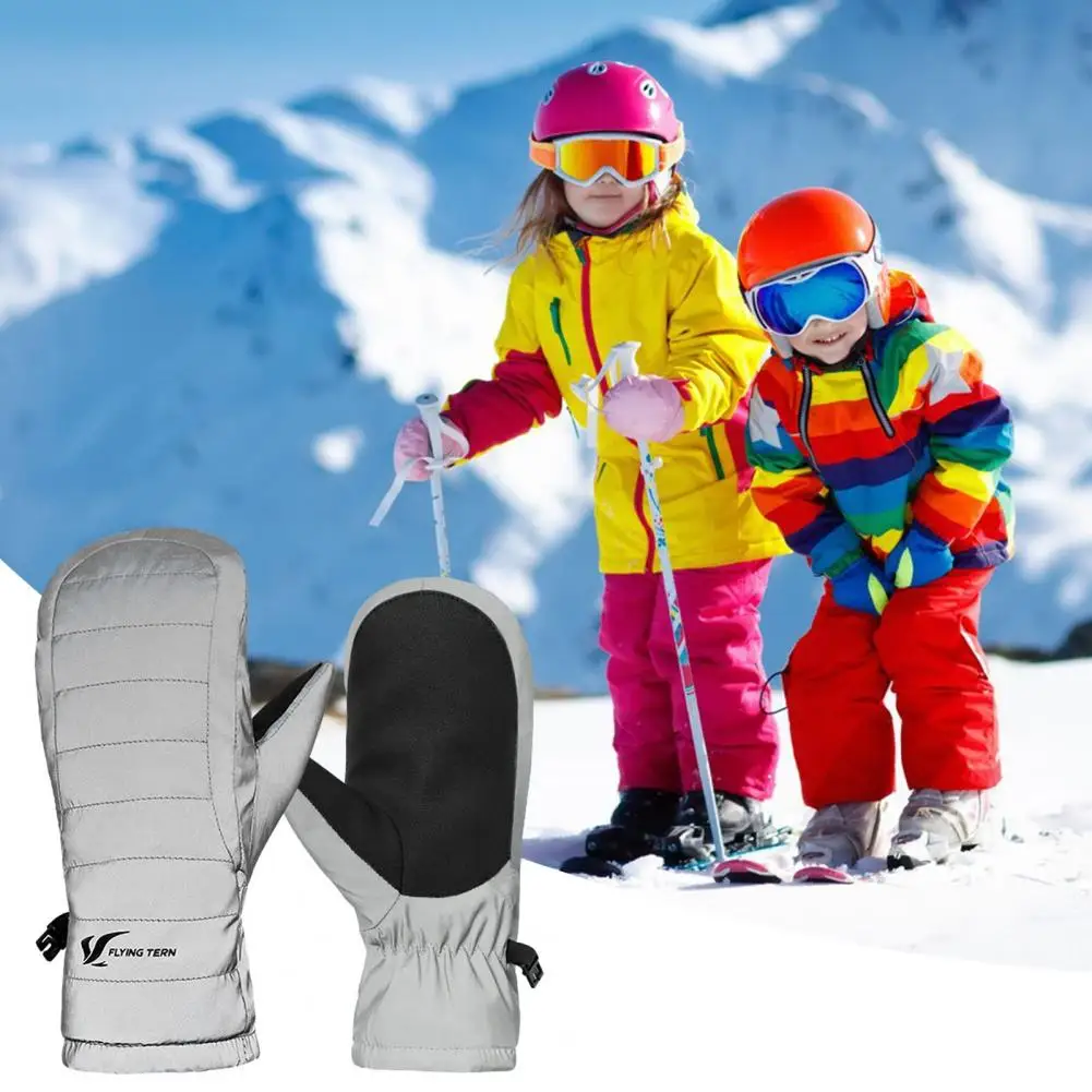 Luvas impermeáveis de esqui para crianças, luvas de neve, forro polar ideal para meninos e meninas, luvas térmicas ao ar livre, inverno