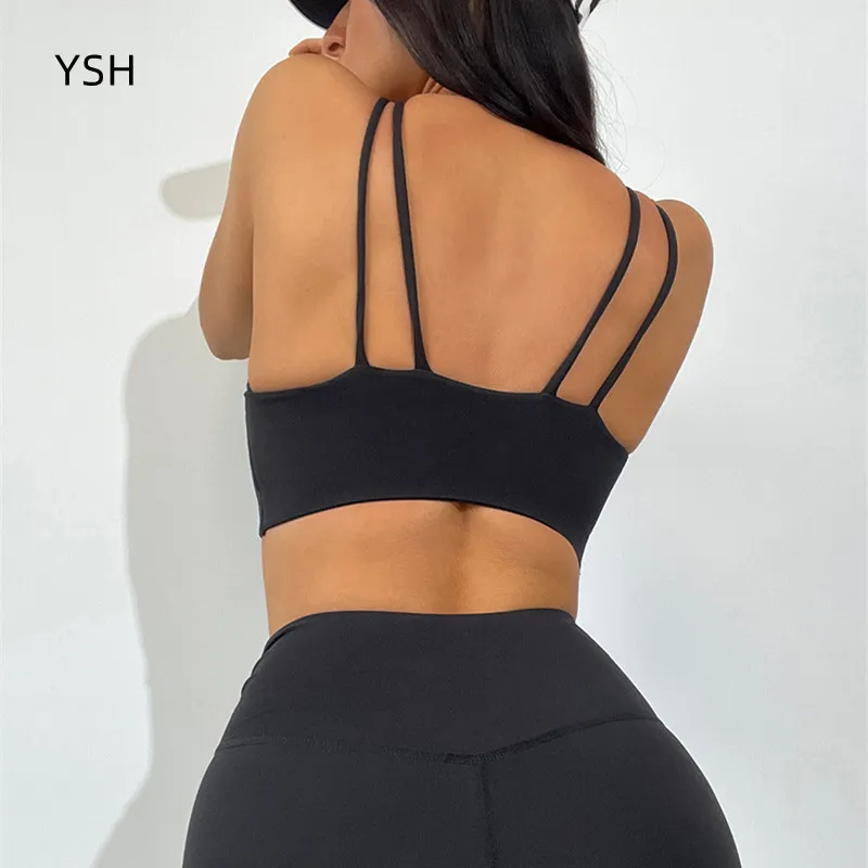 

YUSHUHUA Sexy U Neck Fitness Yoga Bra Lady Shockproof Sports Top Double Shoulder Straps Sportswear Women Gym Workout Underwear