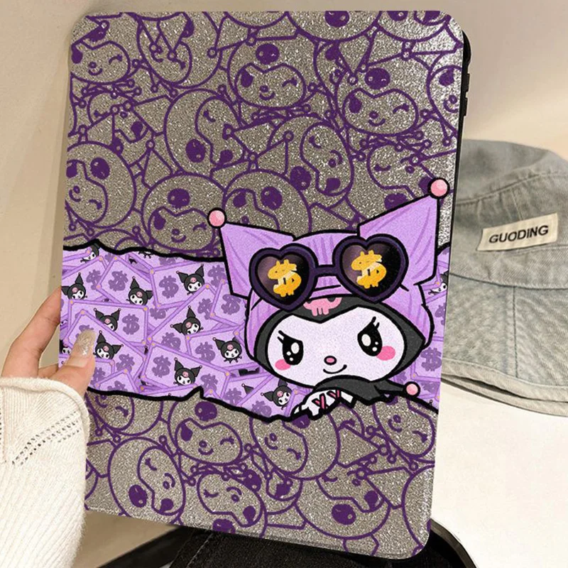 Cartoon Kuromi Ipad Air6 5 Protective Shell Kaswaii Anime Mini7 Pen Slot Ipad10 Women 10.9 Anti Drop 10.2 Anti Bending Case Gift