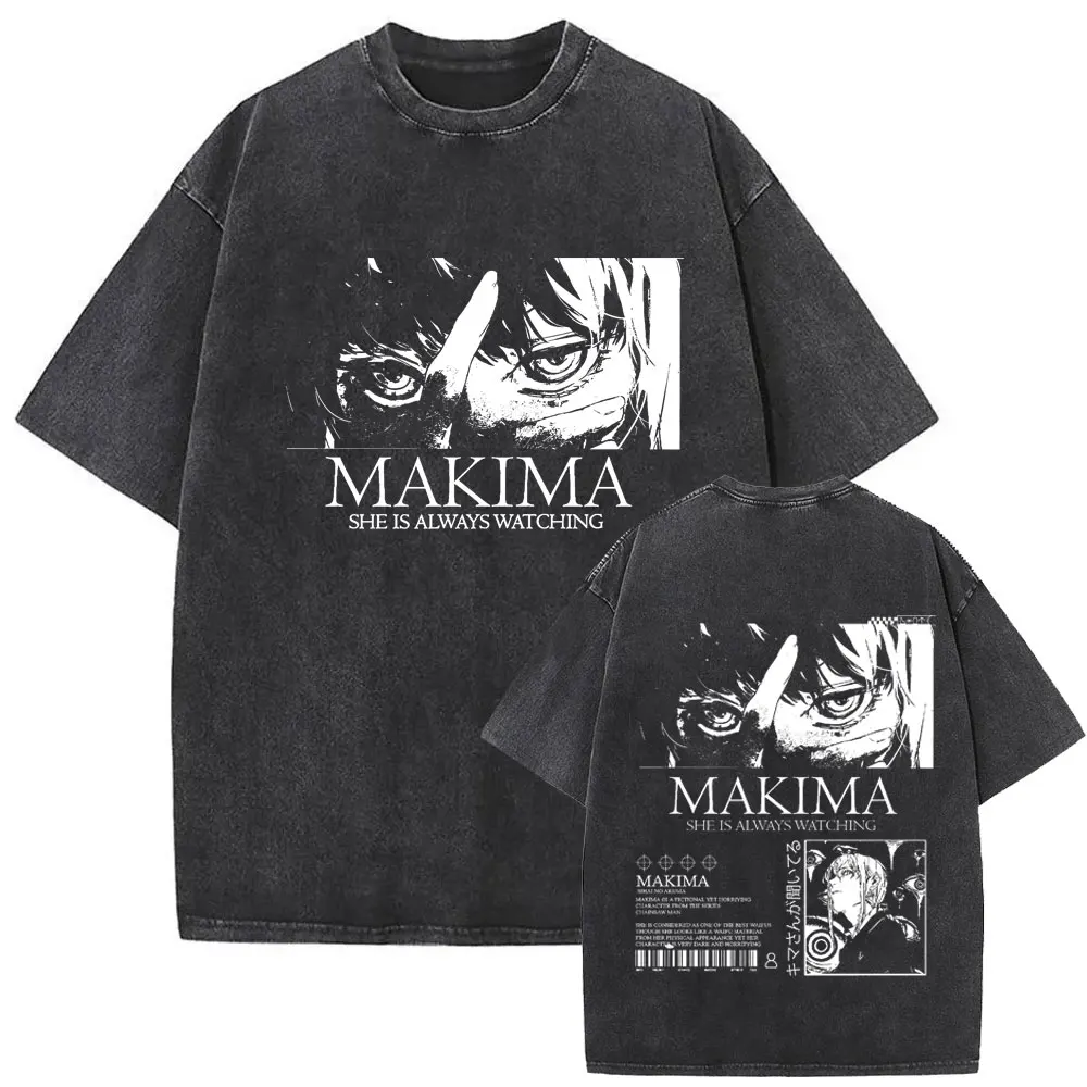 غسلها خمر أنيمي بالمنشار رجل تي شيرت مضحك التلفزيون Denji Pochita مانغا الجرافيك تي شيرت الرجال النساء فضفاض المتضخم القطن تي شيرت