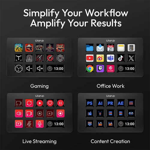 Imagen 2 del producto Ulanzi D200 StreamDeck teclado Visual 13 teclas LCD consola de producción de botones para transmisión en vivo creación de contenido de estudio para Mac