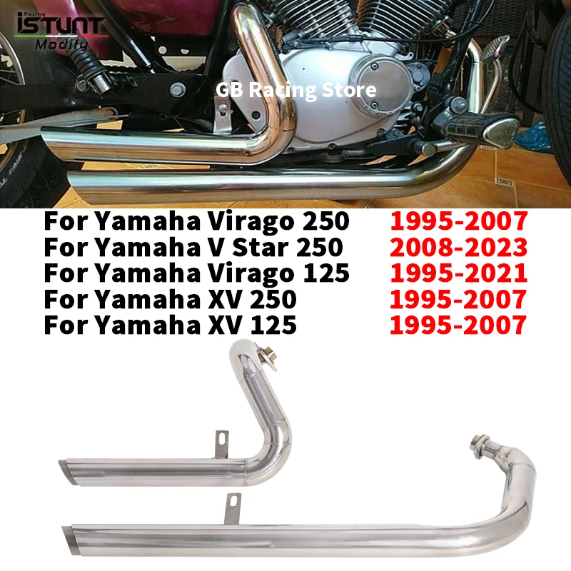 Slip For Yamaha Virago V Star Xv 125 250 Xv 250 Xv 125 1995 - 2023 Full Motorcycle Exhaust System Muffler Silencers Espace Moto