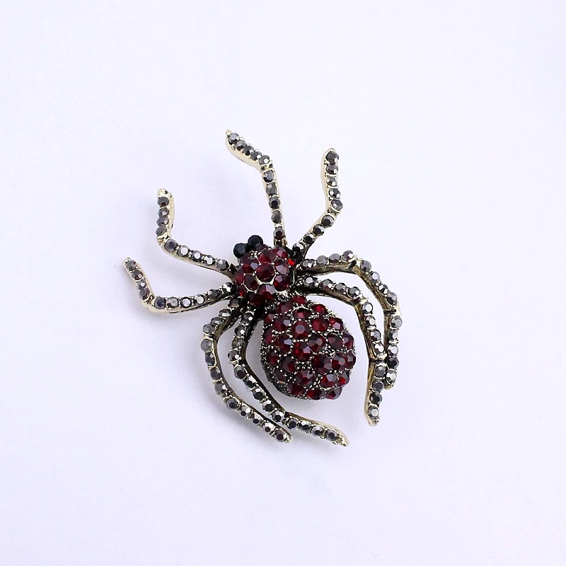 TANGTANG Spider Brooch Vintage Men\'s Rhinestone Inlaid Spider Brooch Pin Bag Badge Lapel Jewelry Gift серебряные брошки Cool Pin