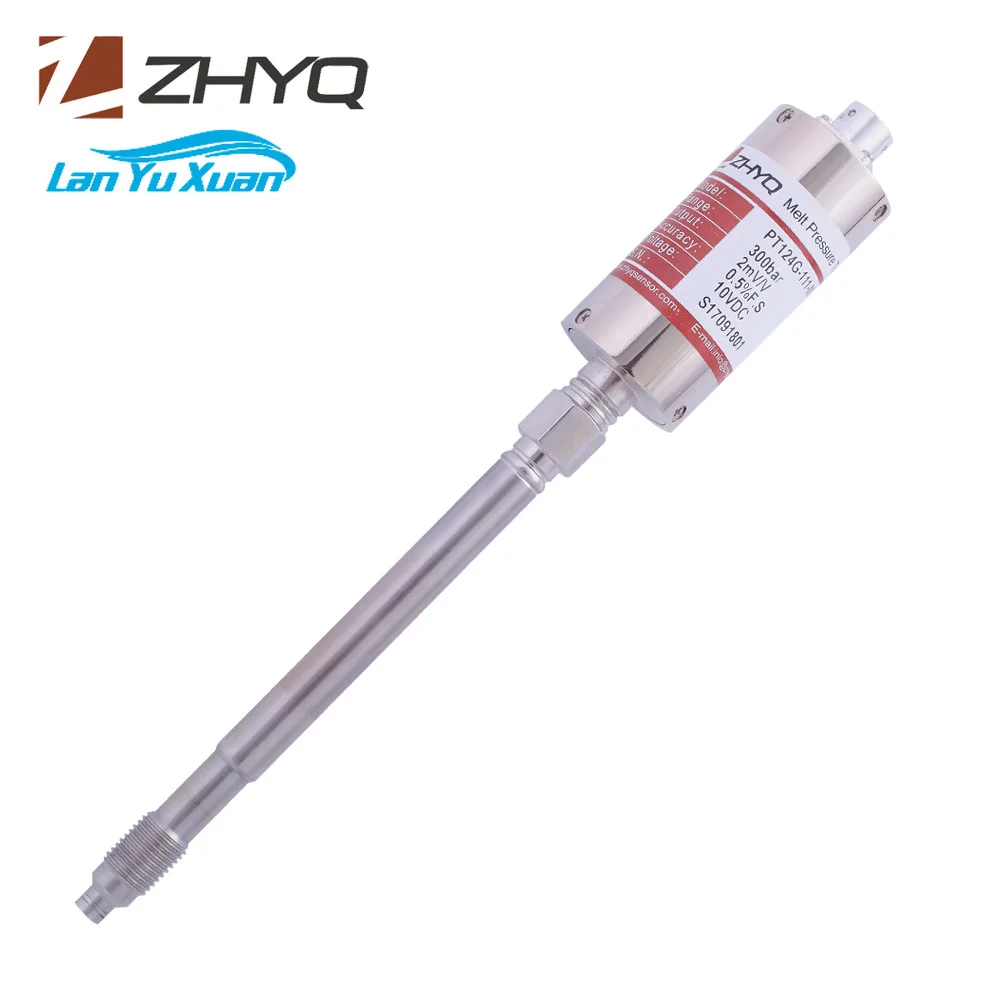 Melt pressure sensor for plastic extruder