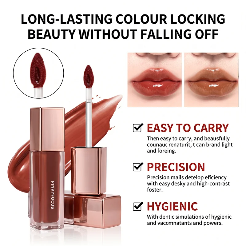 Pinkyfocus Hydrating Mirror Lip Gloss Low Saturation Long Wear Non Stick Cup Daily Lip Cosmetic