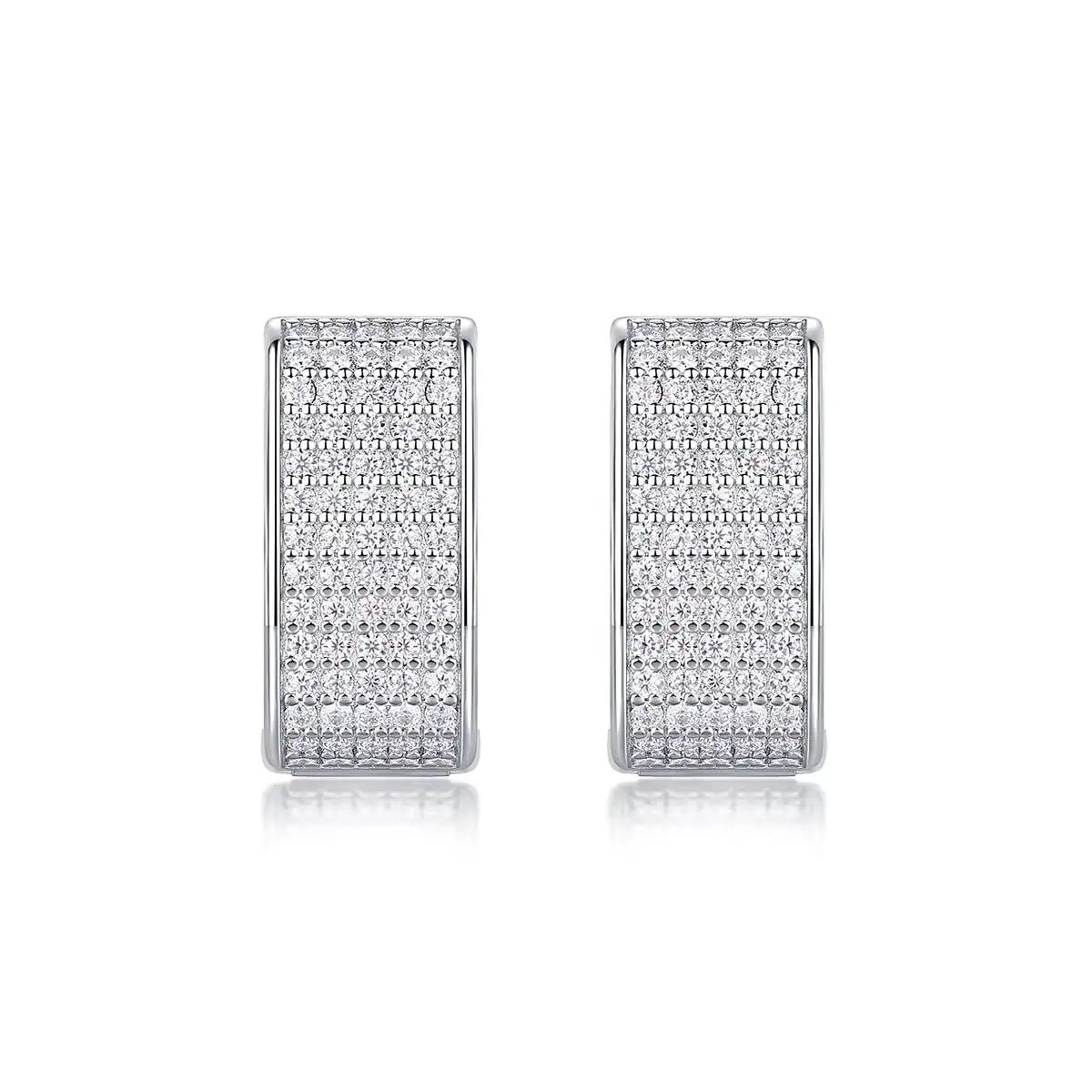 925 Sterling Silver Chunky VVS1 Moissanite Earrings Iced Out Hip Hop Hoop Style