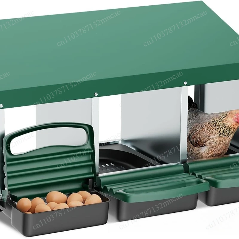 Coop, Metal Roll Out Three Compartments With Perch Cover Chicken Nest Box