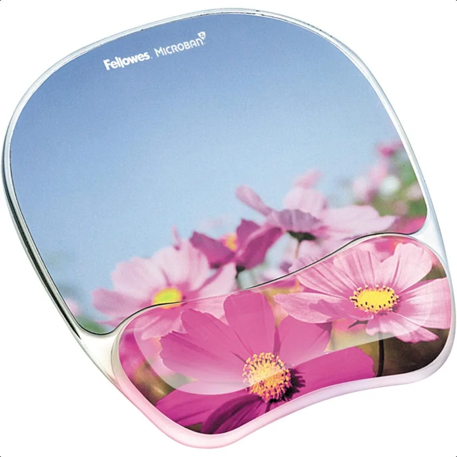 

Photo Gel Mouse Pad Wrist Rest with MICROBAN Pink Flowers 9179001