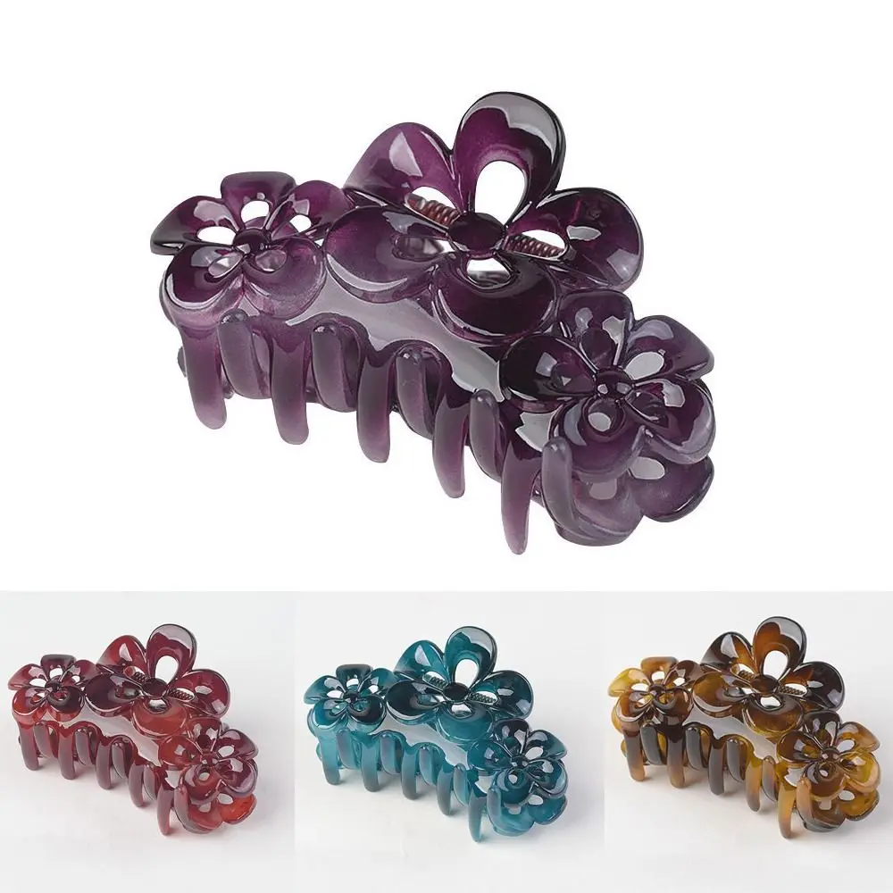 Pince à cheveux fleur douce minimaliste pour femme, accessoires de lavage en résine, pince requin, vêtements de sauna, griffe
