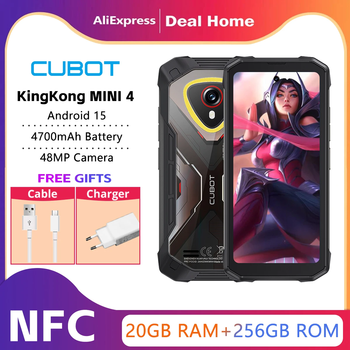 Прочный смартфон Cubot KingKong MINI 4 NFC, Android 15 до 20 ГБ + 256 ГБ, 4,7-дюймовый мини-телефон, 4700 мАч, 48 МП, маленький мобильный телефон 4G Прочный смартфон Cubot KingKong MINI 4 NFC, Android 15 до 20 ГБ + 256 ГБ, 4,7-дюймовый мини-телефон, 4700 мАч, 48 МП, маленький мобильный телефон 4G