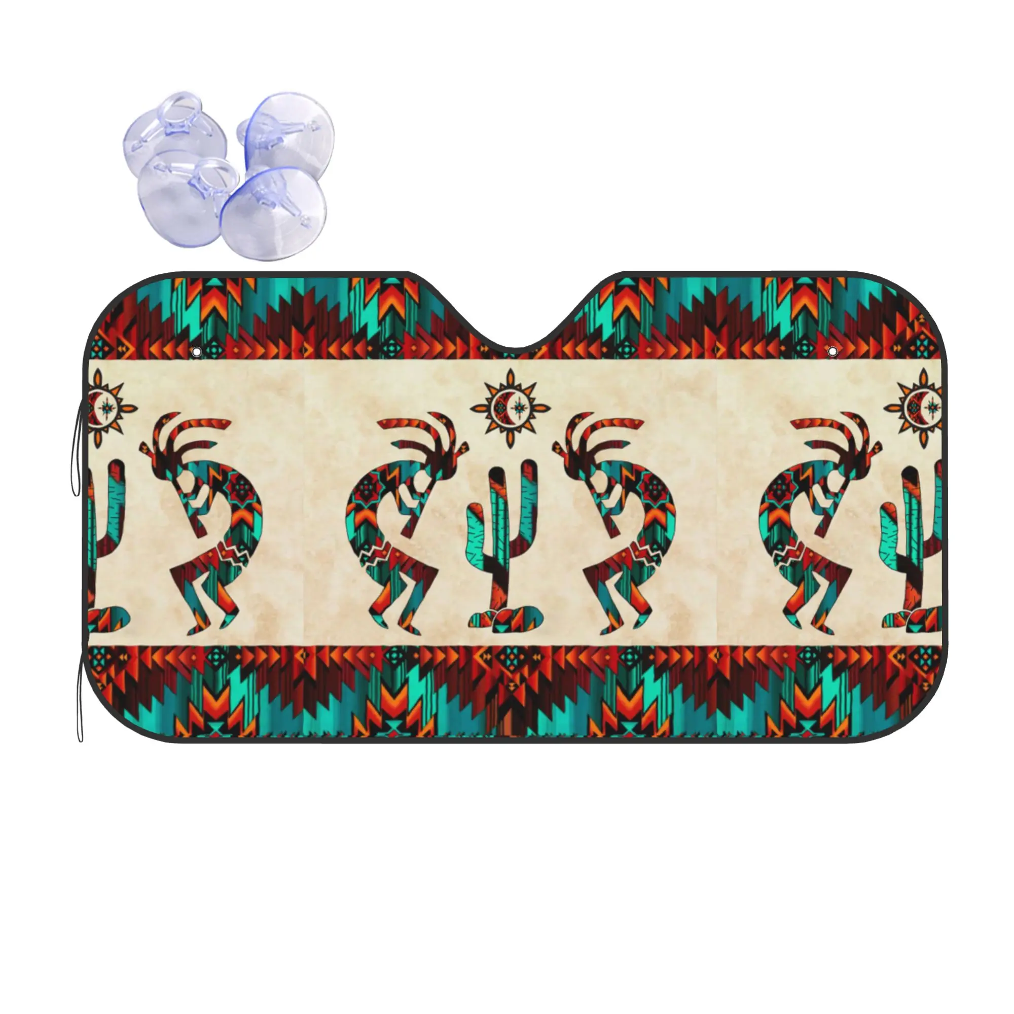 Car Front Windshield Sun Visor Southwest Tribal Native Kokopelli UV Protection Car Sun Shade Covers Car Solar Protection