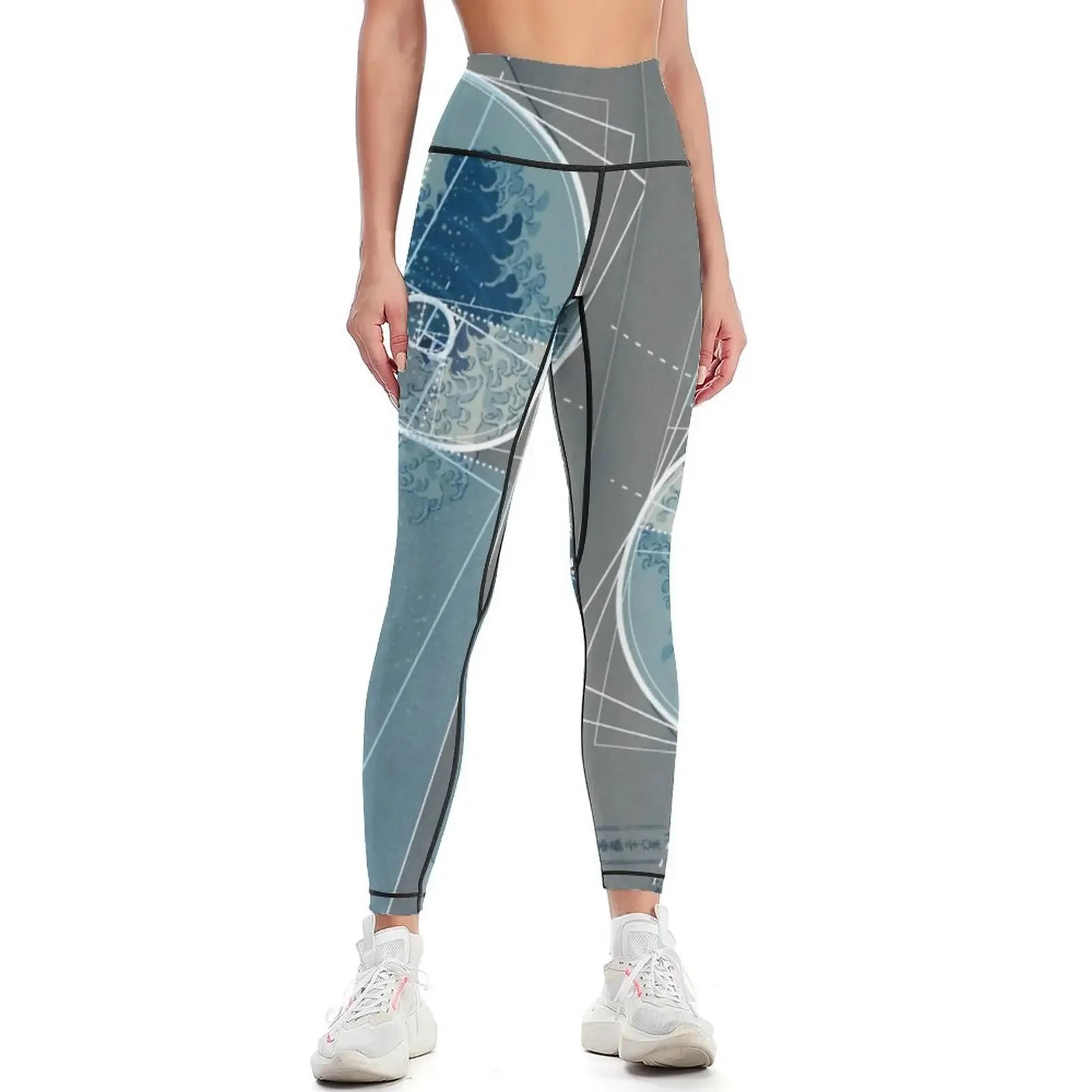 

Hokusai Meets Fibonacci, Golden Ratio #2 Leggings gym top push up tights for gym wear joggers for Womens Leggings