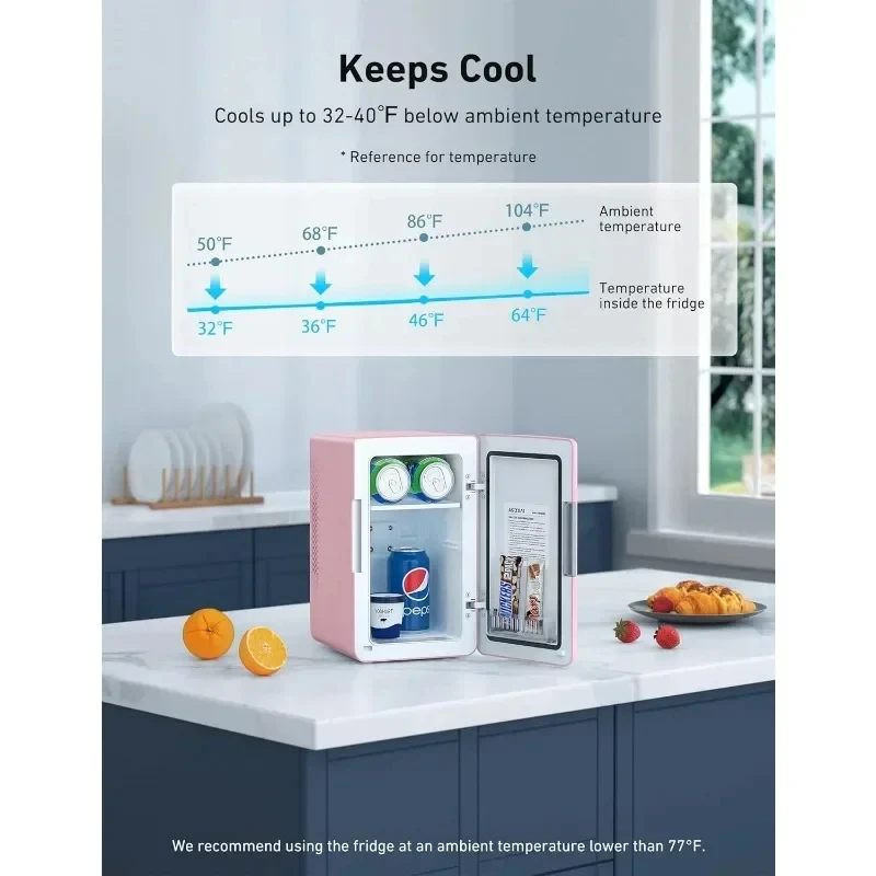 Mini Fridge Cans Makeup Skincare Fridge ortable Thermoelectric Cooler Tiny Fridge for Bedroom Beverage Cosmetics