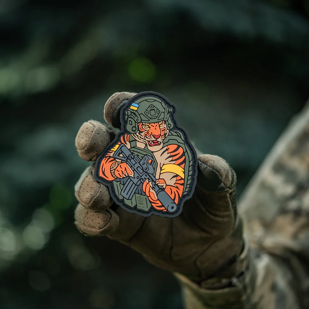 Toppa ucraina Tactical Tiger Morale Badge verde oliva toppe in PVC adesivo militare con decorazione a zaino con gancio e anello