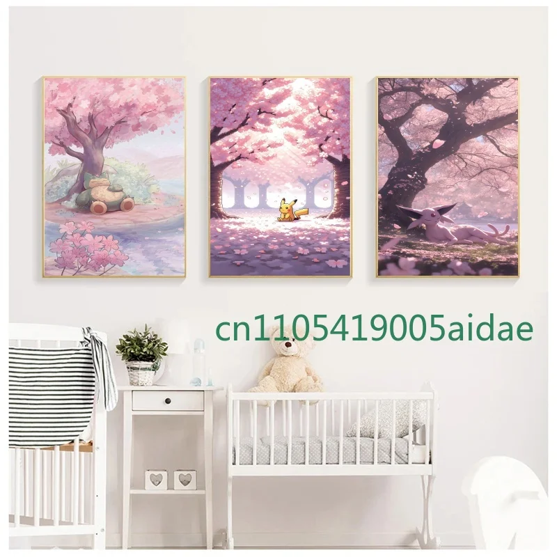 

Cartoon Pokemon Canvas Painting Pikachu Espeon Eevee Anime Poster Print Watercolor Wall Abstract Art Picture Gifts Home Decor